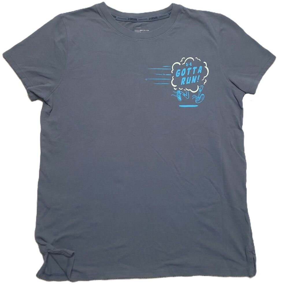 Under Armour “Gotta Run!” Graphic T Shirt Mens S Blue Short Sleeve Heat Gear
